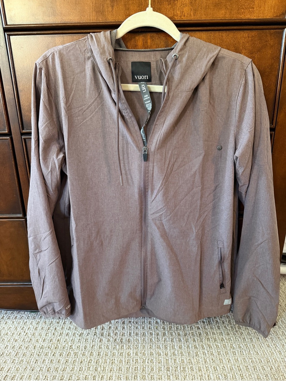 Vuori womens Mauve-Brown Lightweight Hooded Zip Jacket